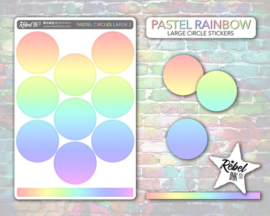 Solid Circle Stickers - Large - Pastel Rainbow