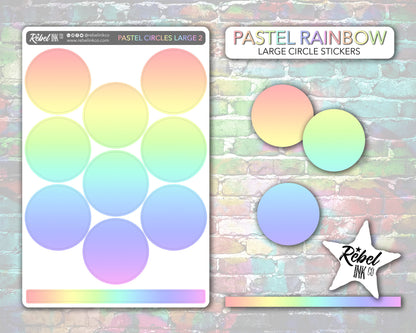 Solid Circle Stickers - Large - Pastel Rainbow