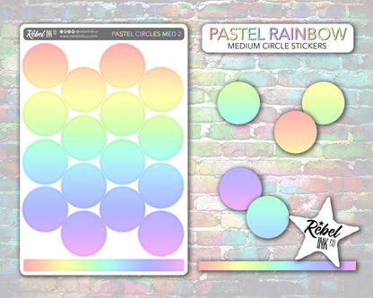 Solid Circle Stickers - Medium - Pastel Rainbow