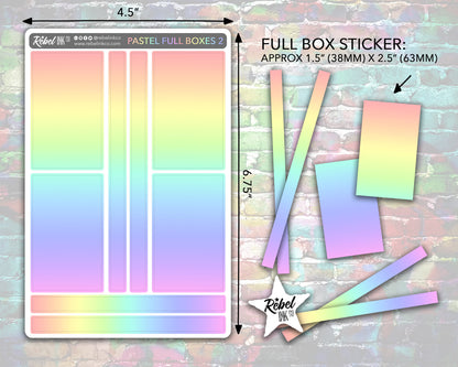 Solid Full Box Stickers - Pastel Rainbow