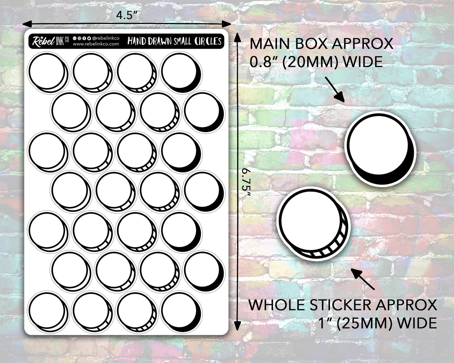 Circle Stickers - Small - Hand Drawn Style