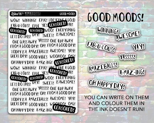 Sweary Good Mood Stickers - Hand Drawn Style