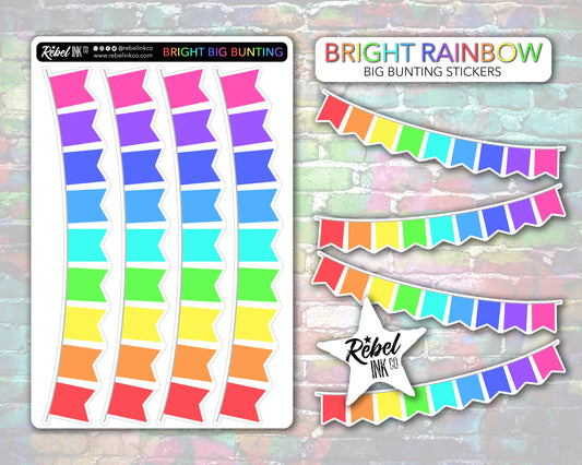 Big Bunting Stickers - Bright Rainbow