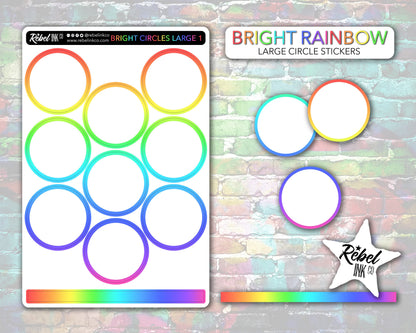 Open Circle Stickers - Large - Bright Rainbow