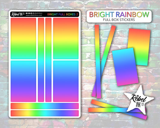 Solid Full Box Stickers - Bright Rainbow