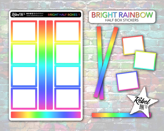 Open Half Box Stickers - Bright Rainbow