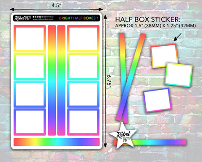 Open Half Box Stickers - Bright Rainbow