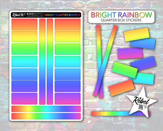 Solid Quarter Box Stickers - Bright Rainbow