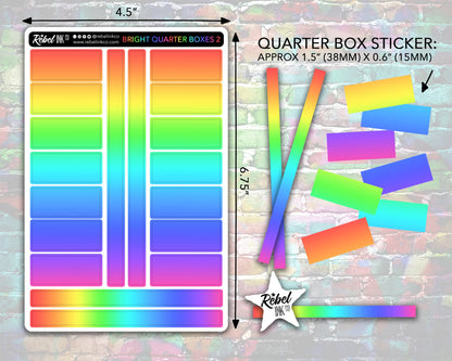 Solid Quarter Box Stickers - Bright Rainbow