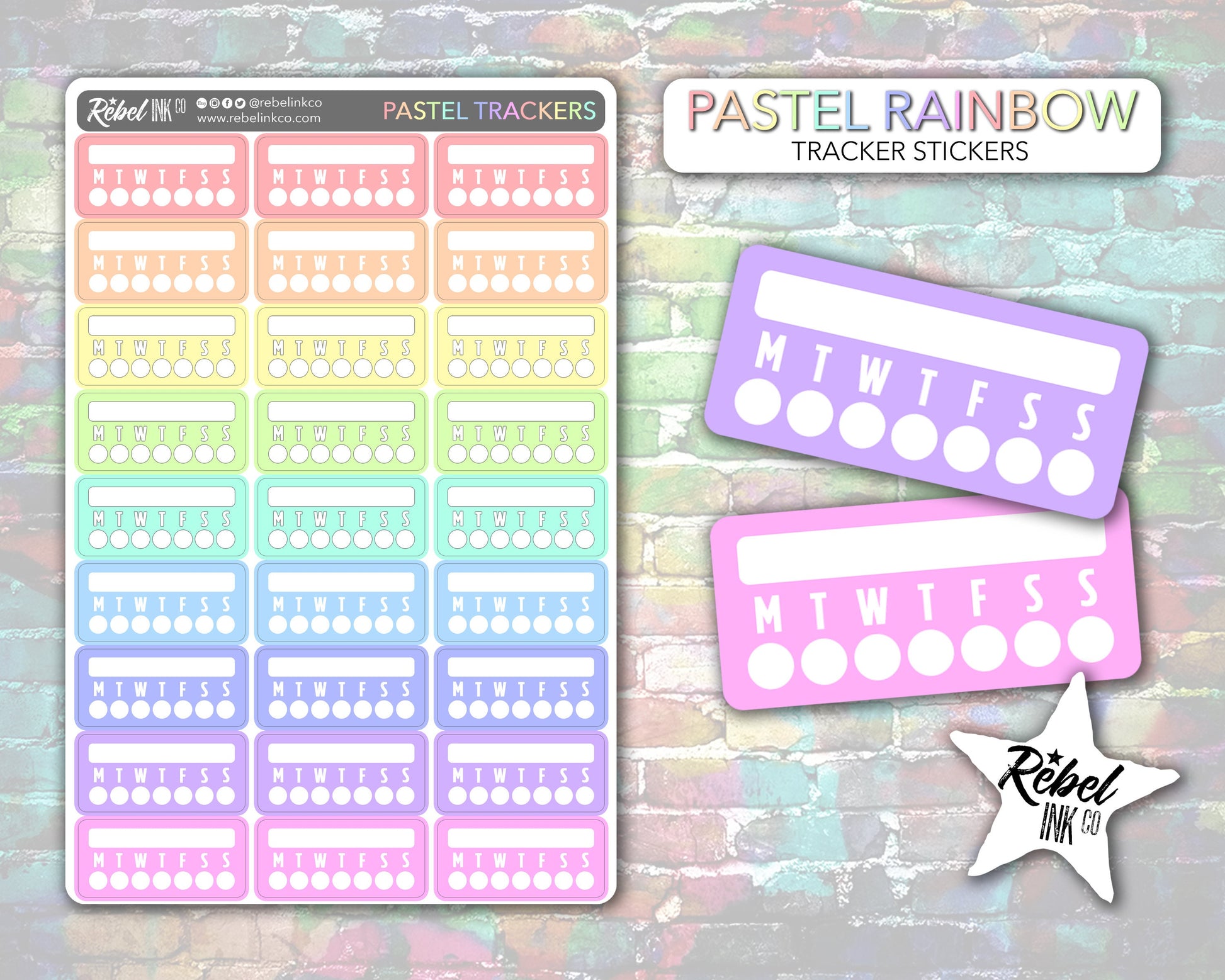 Habit Tracker Stickers - Pastel Rainbow – rebelinkco