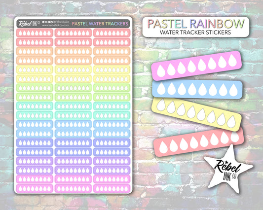 Water Tracker Stickers - Pastel Rainbow