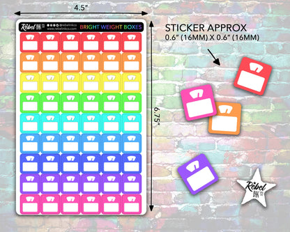 Weight Tracker Stickers - Bright Rainbow