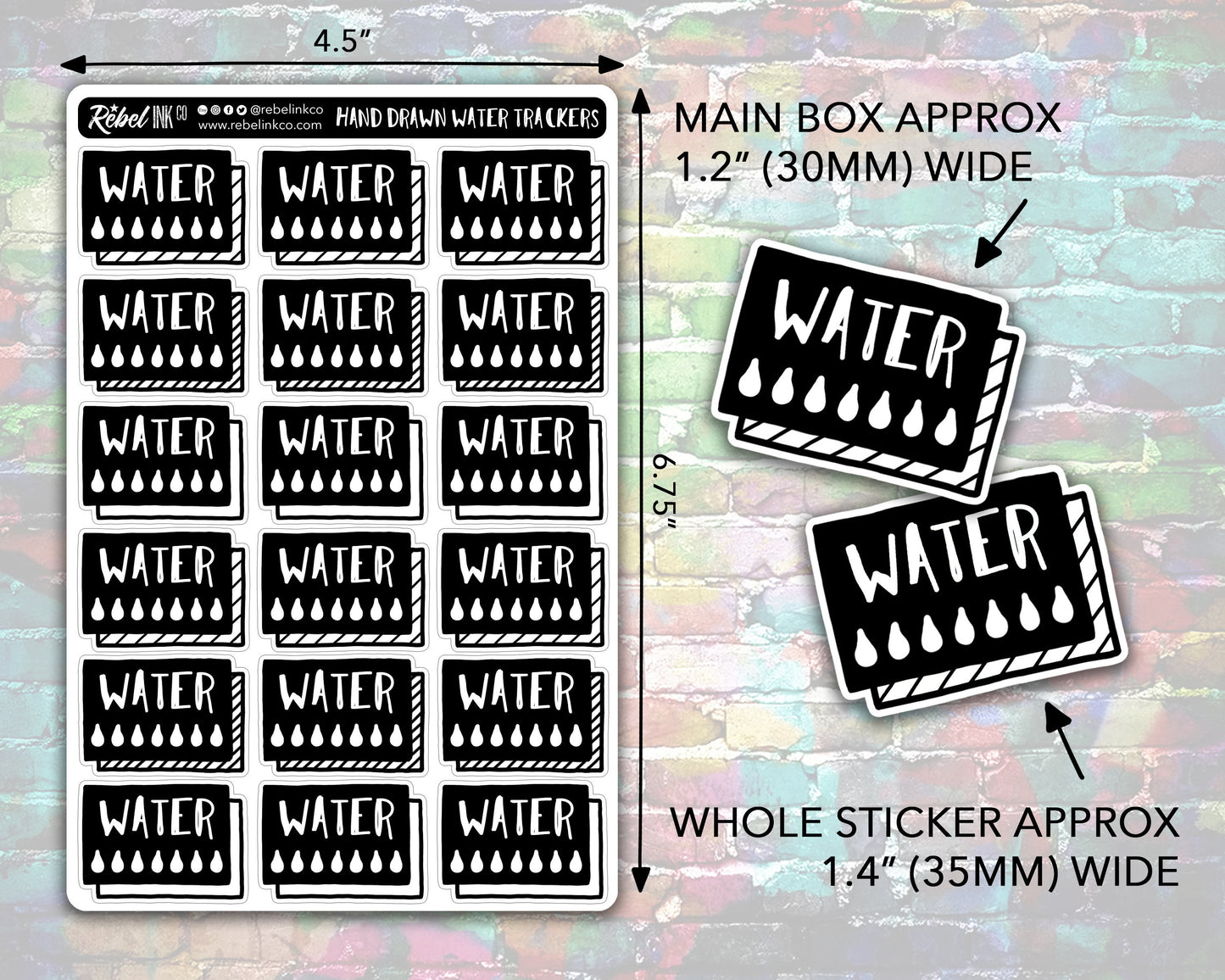 Water Tracker Stickers - Hand Drawn Style