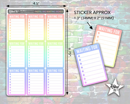Waiting For List Stickers - Pastel Rainbow - Block Style