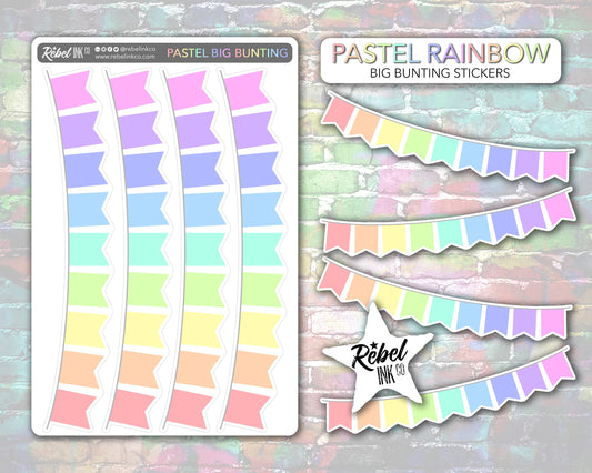 Big Bunting Stickers - Pastel Rainbow