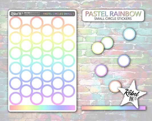 Open Circle Stickers - Small - Pastel Rainbow