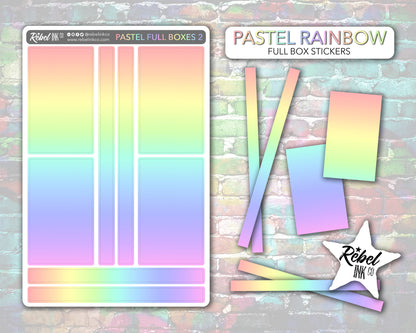 Solid Full Box Stickers - Pastel Rainbow