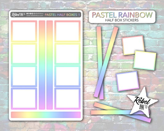 Open Half Box Stickers - Pastel Rainbow