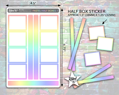 Open Half Box Stickers - Pastel Rainbow