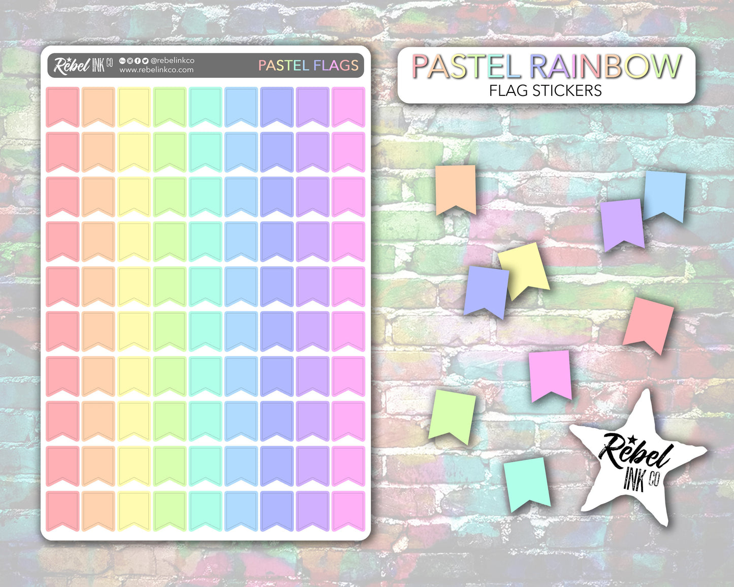 Flag Stickers - Pastel Rainbow