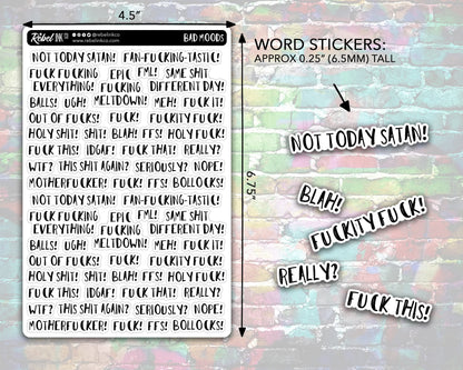 Sweary Bad Mood Stickers - Hand Drawn Style