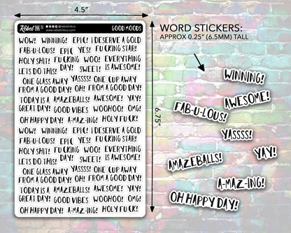 Sweary Good Mood Stickers - Hand Drawn Style