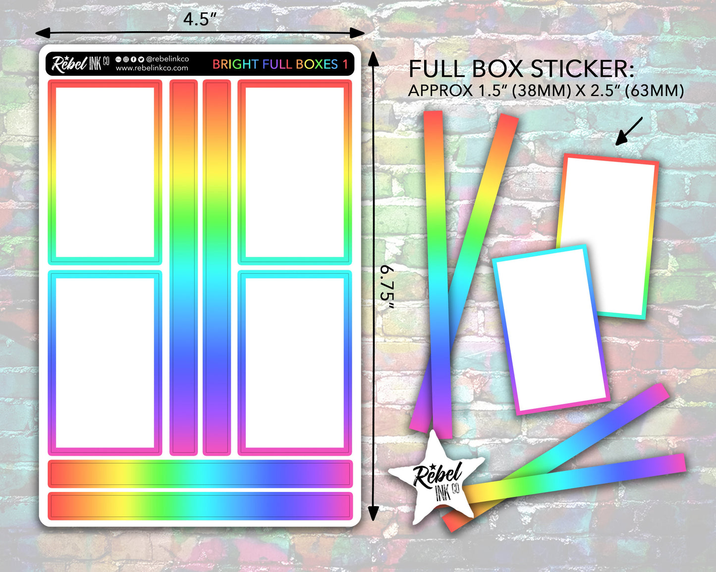 Open Full Box Stickers - Bright Rainbow