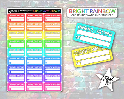 Currently Watching Stickers - Bright Rainbow