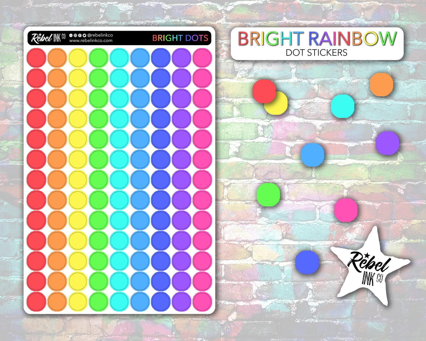 Dot Stickers - Bright Rainbow