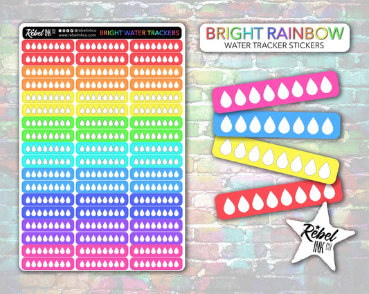 Water Tracker Stickers - Bright Rainbow