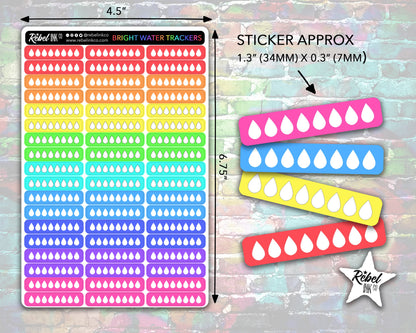 Water Tracker Stickers - Bright Rainbow