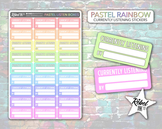 Currently Listening Stickers - Pastel Rainbow