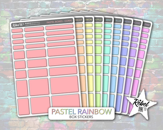 Mixed Box Stickers - Pastel Rainbow