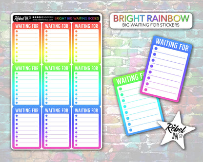 Waiting For List Stickers - Bright Rainbow