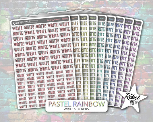 Author Write Stickers - Pastel Rainbow