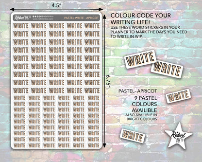 Author Write Stickers - Pastel Rainbow