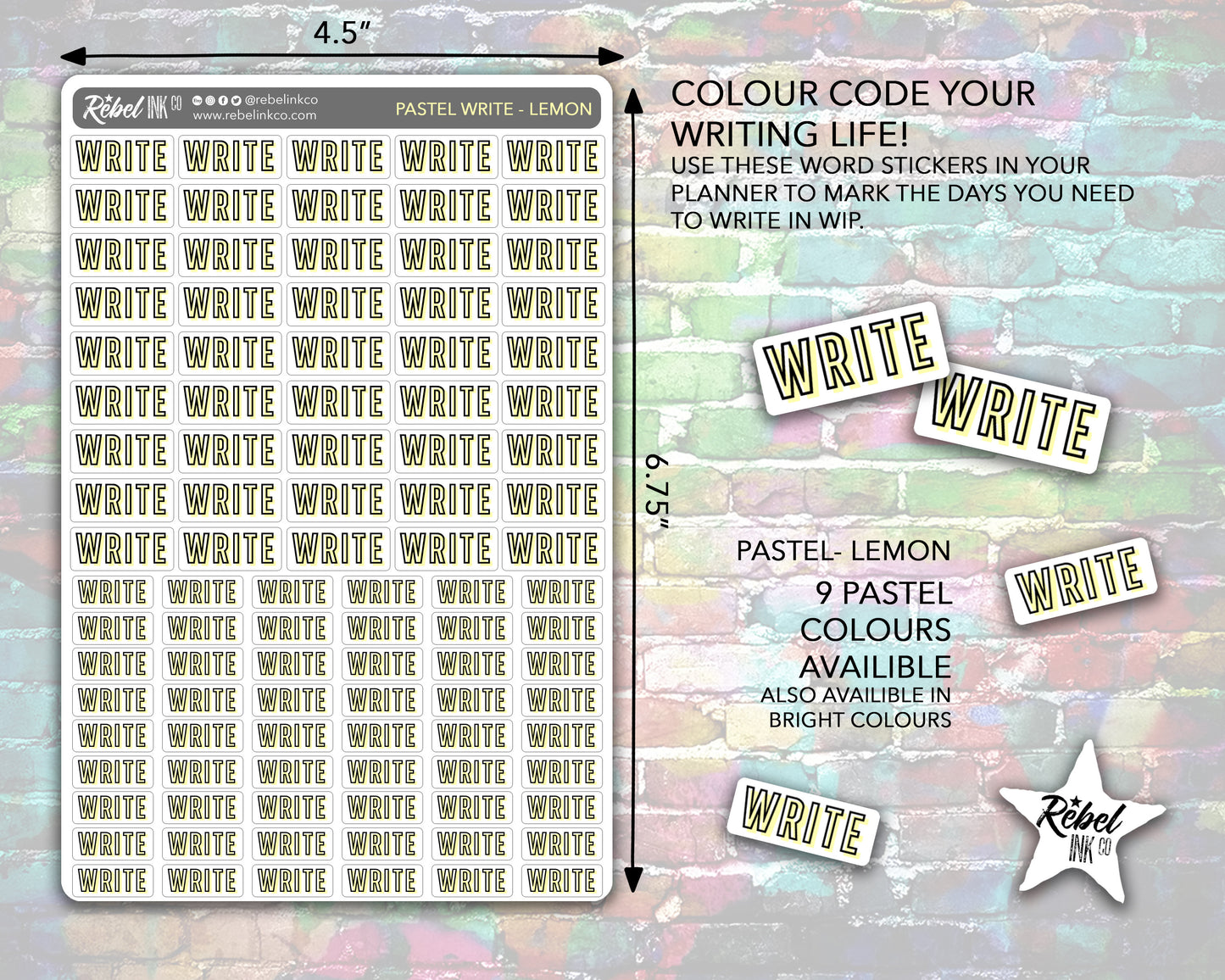 Author Write Stickers - Pastel Rainbow