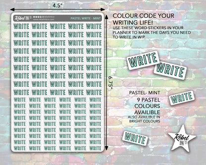 Author Write Stickers - Pastel Rainbow