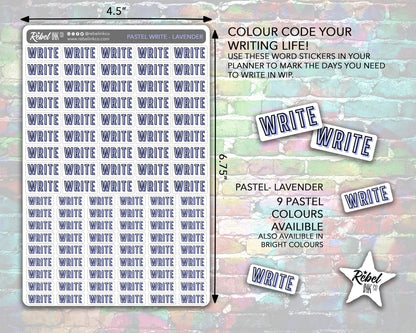 Author Write Stickers - Pastel Rainbow