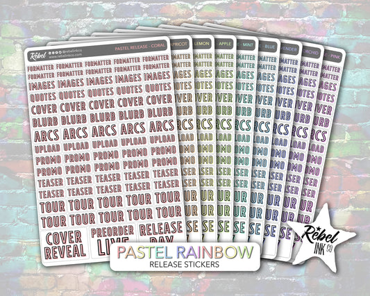 Author Release Stickers - Pastel Rainbow
