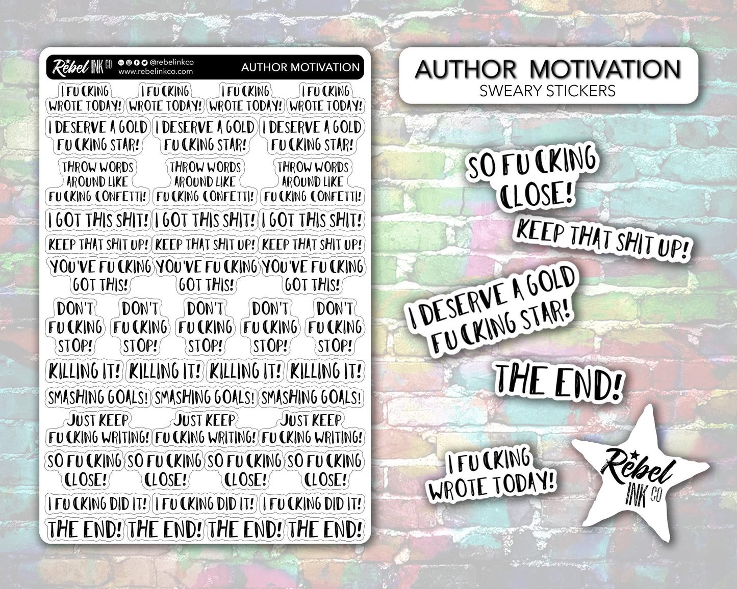 Sweary Author Motivation Stickers - Hand Drawn Style