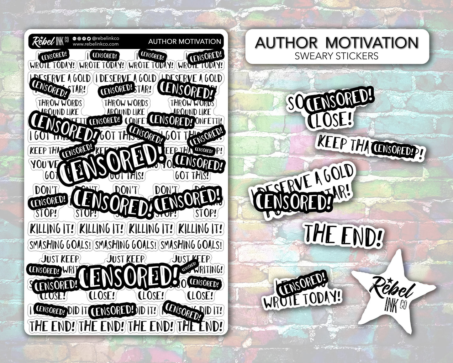 Sweary Author Motivation Stickers - Hand Drawn Style