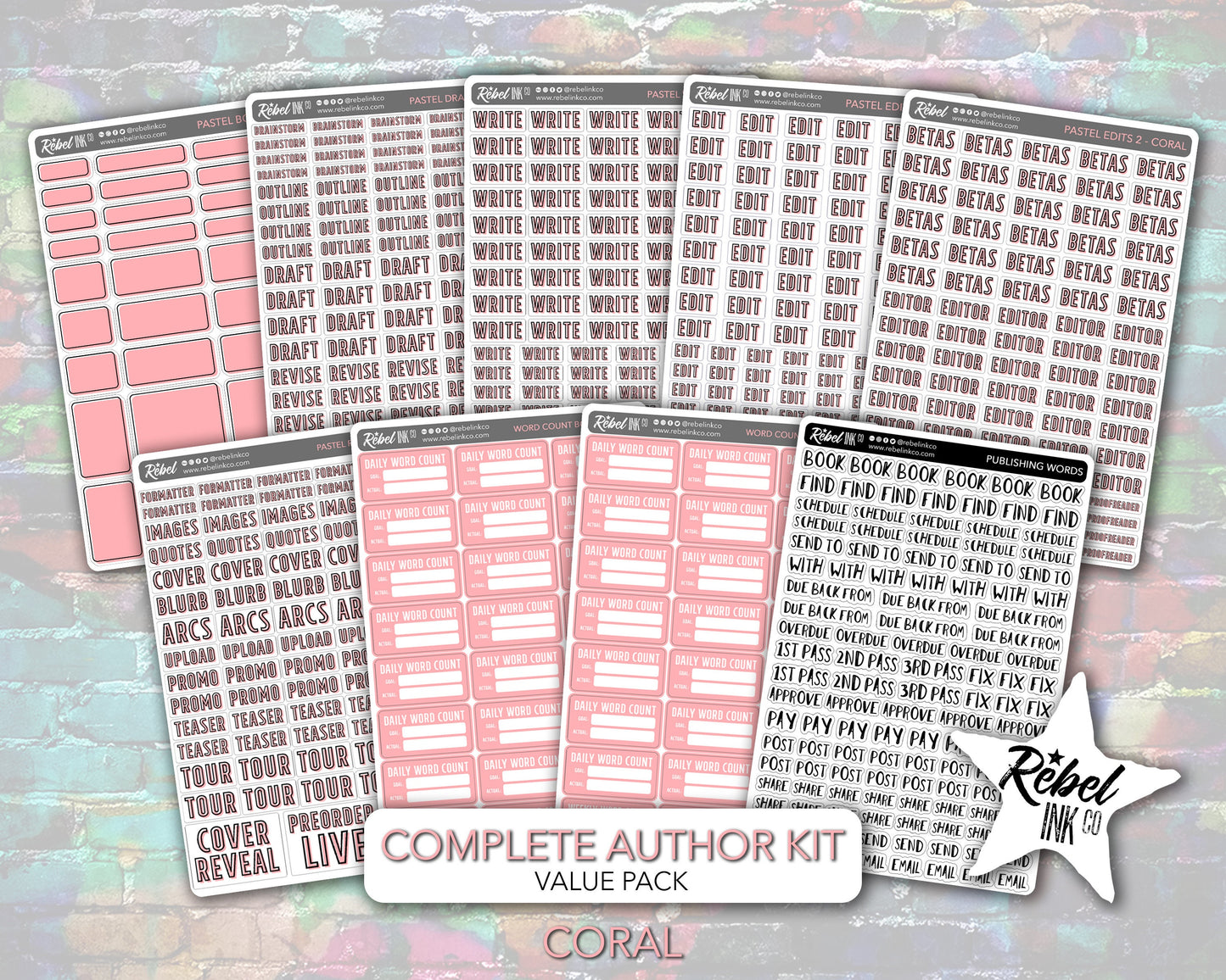 Complete Author Sticker Kit - Pastel Options