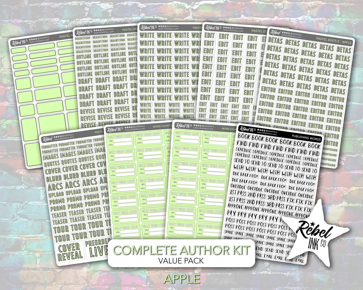 Complete Author Sticker Kit - Pastel Options