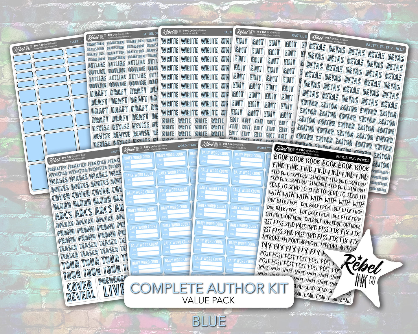 Complete Author Sticker Kit - Pastel Options