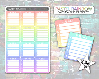 Weekly Meal Tracker Stickers - Pastel Rainbow