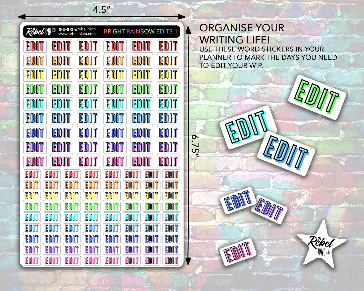 Essentials Author Sticker Kit - Bright Rainbow
