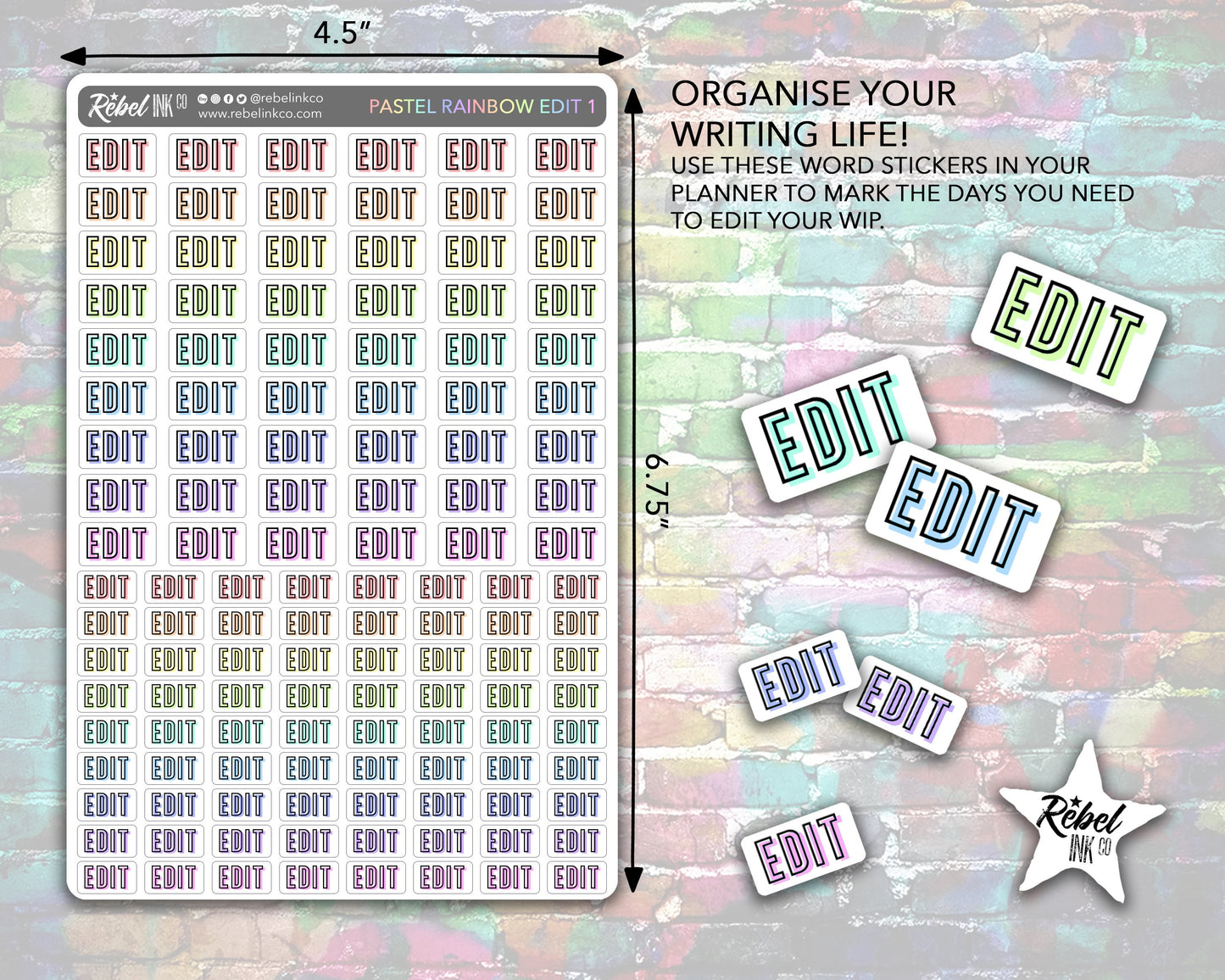 Essentials Author Sticker Kit - Pastel Rainbow