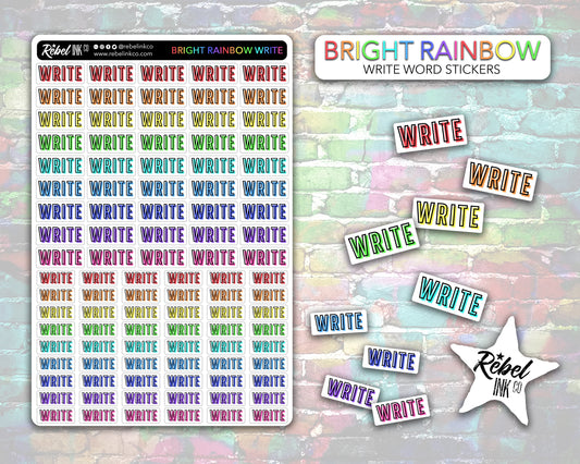Author Write Stickers - Bright Rainbow