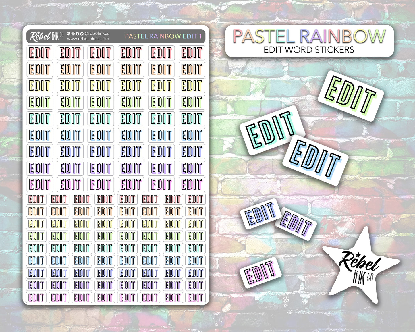 Author Edit Stickers - Pastel Rainbow